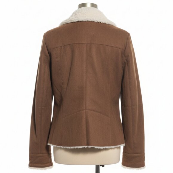 🔥 INDEX Women's Faux Shearling Aviator Biker Jacket – Size (L) - Picture 4 of 8